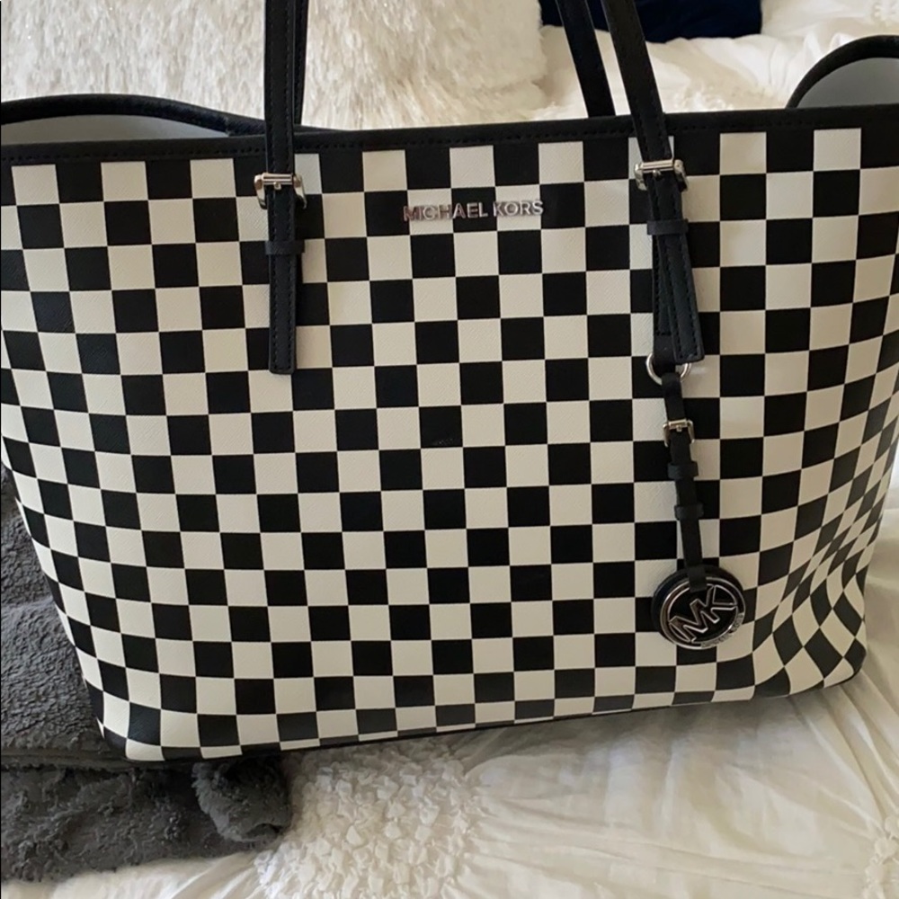 Michael kors checkered tote